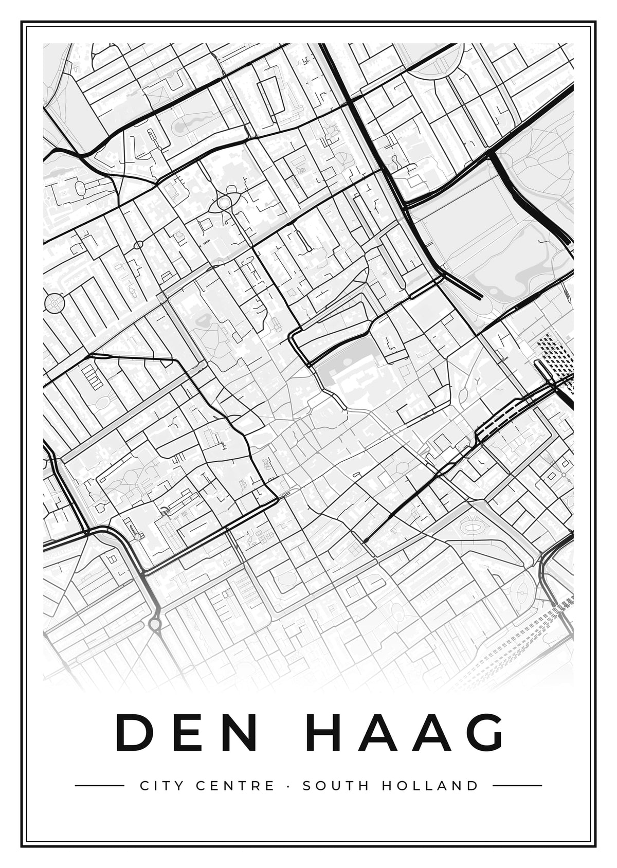 Street map poster of Den Haag city centre, South Holland