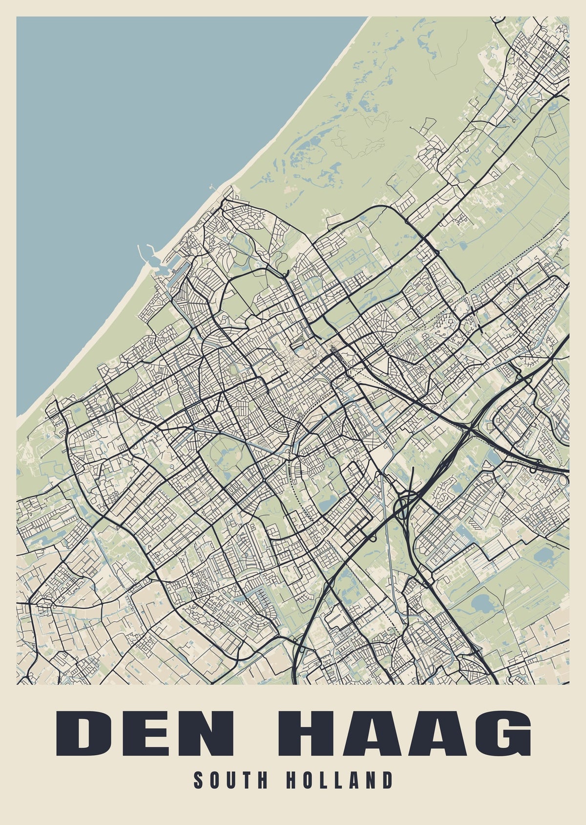Street map poster of Den Haag, South Holland