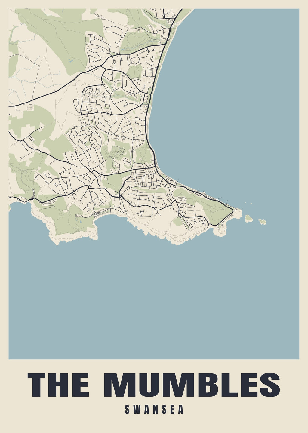 Street map poster of The Mumbles, Swansea