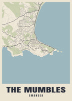 Street map poster of The Mumbles, Swansea