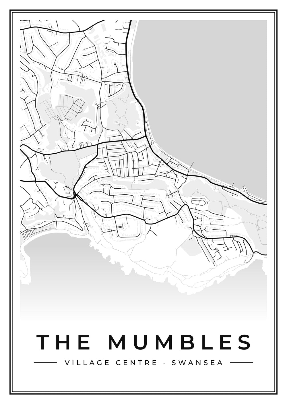 The Mumbles Village Centre Street Map Poster