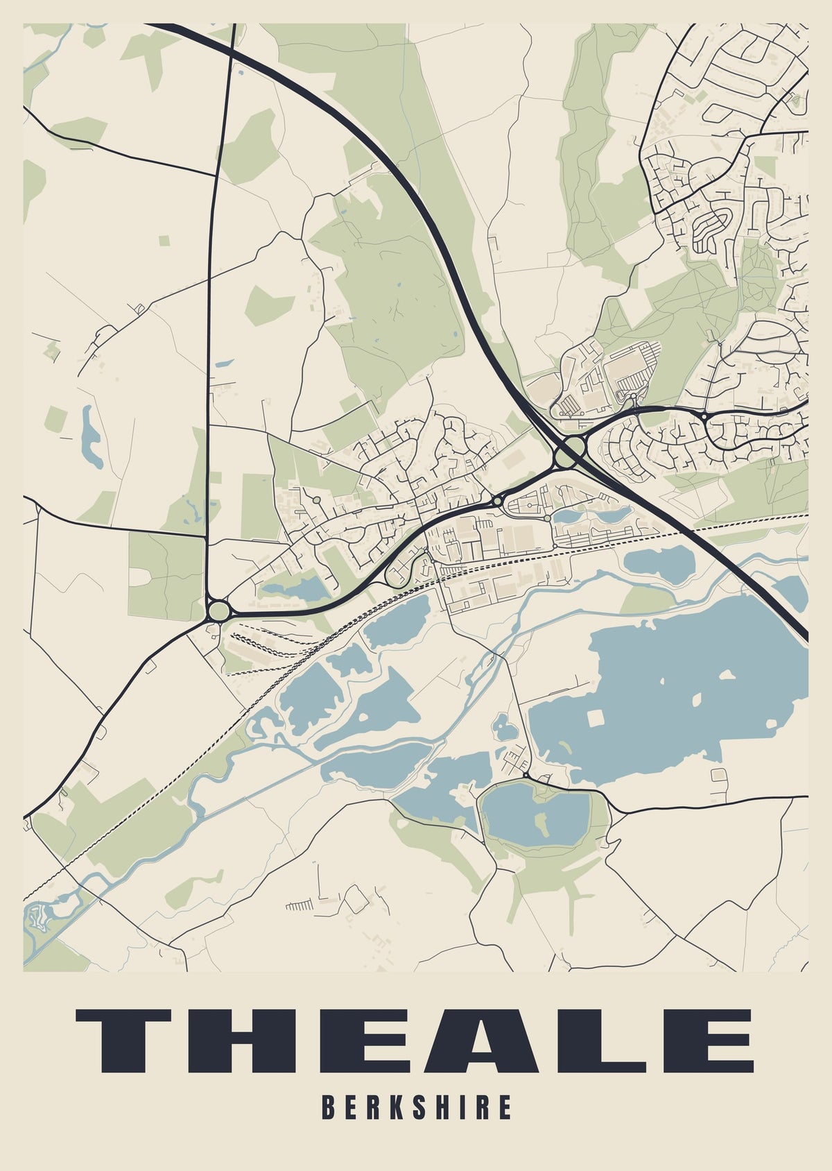 Street map poster of Theale, Berkshire