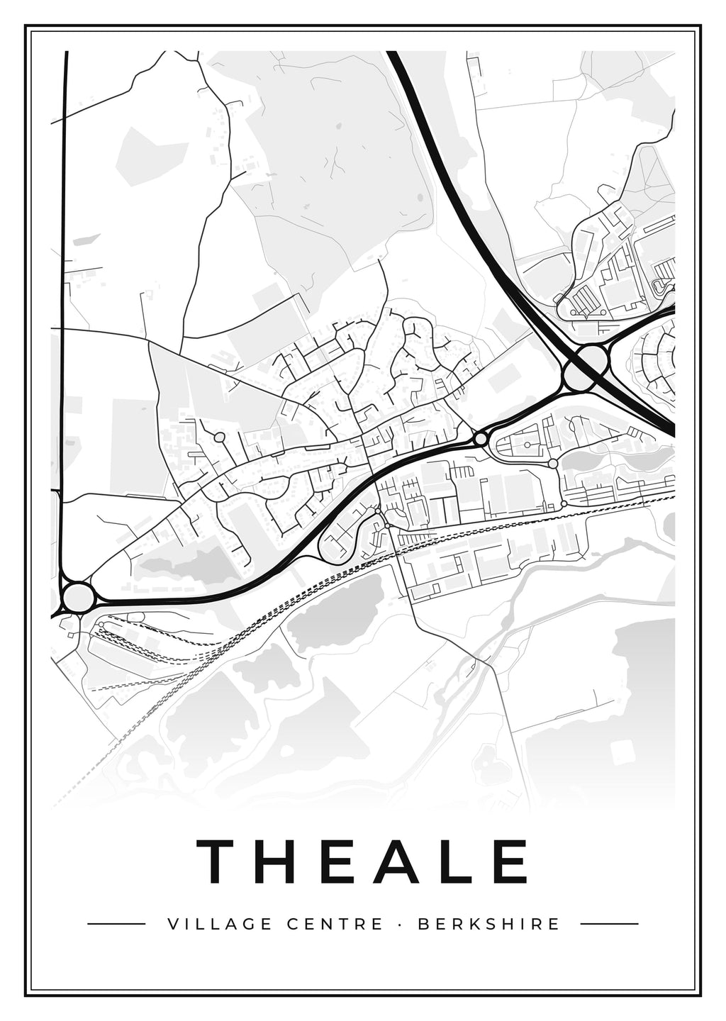 Street map poster of Theale village centre, Berkshire