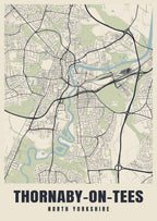 Street map poster of Thornaby-on-Tees, North Yorkshire