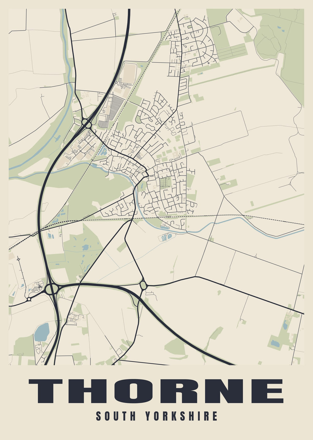 Street map poster of Thorne, South Yorkshire