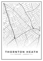 Street map poster of Thornton Heath, Croydon, London
