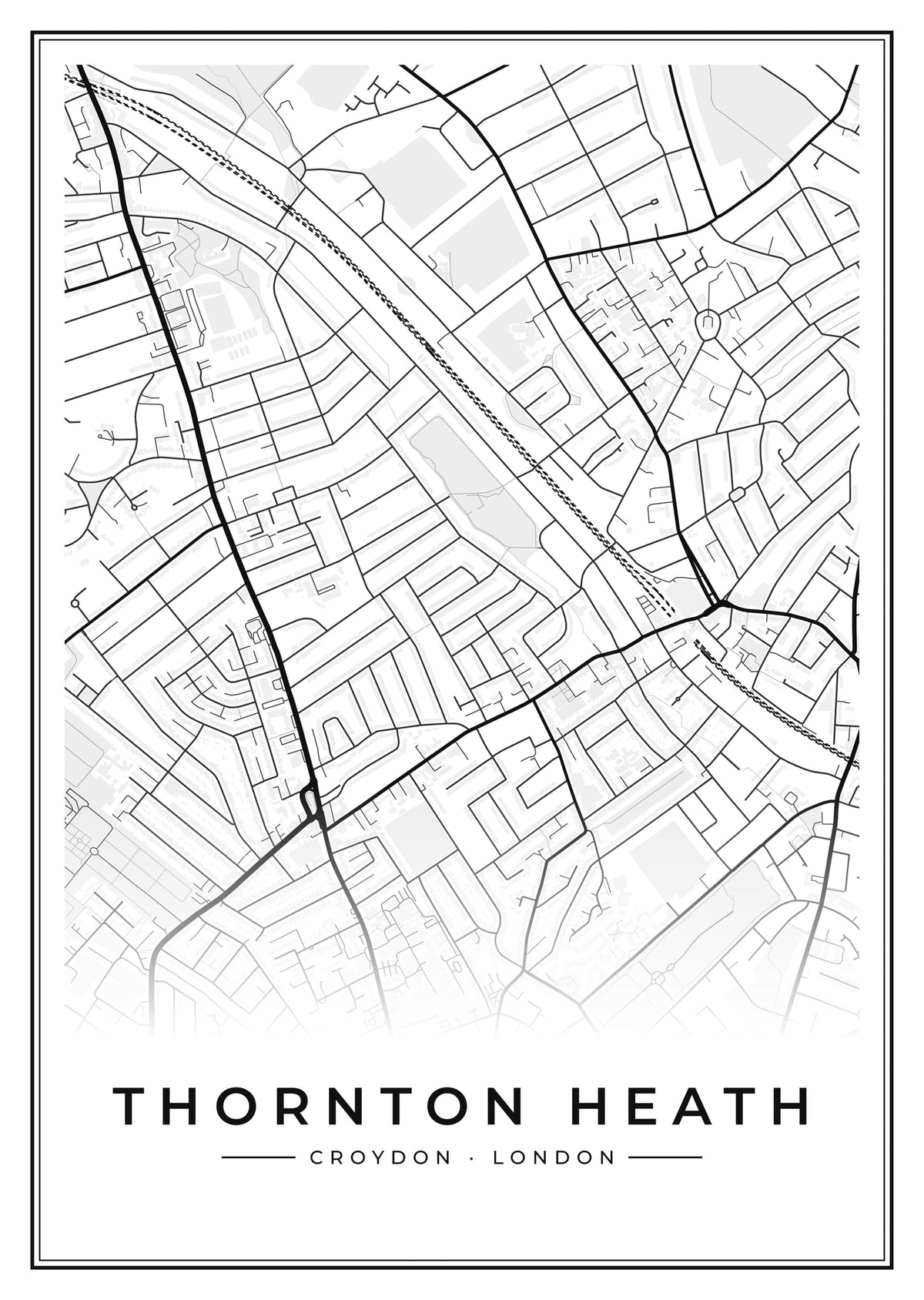 Street map poster of Thornton Heath, Croydon, London