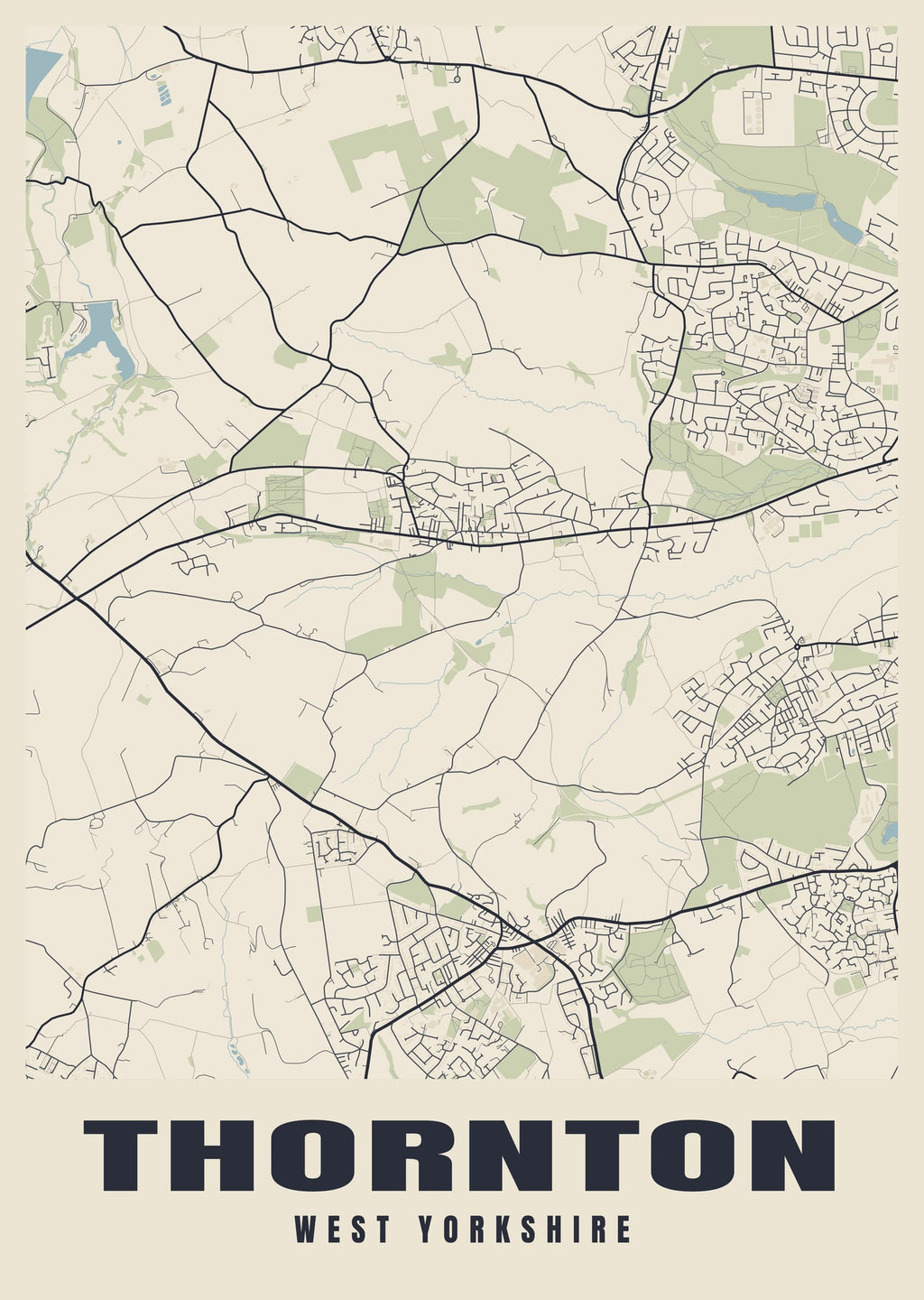 Street map poster of Thornton, West Yorkshire