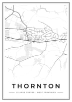 Street map poster of Thornton village centre, West Yorkshire