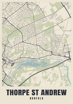 Street map poster of Thorpe St Andrew, Norfolk