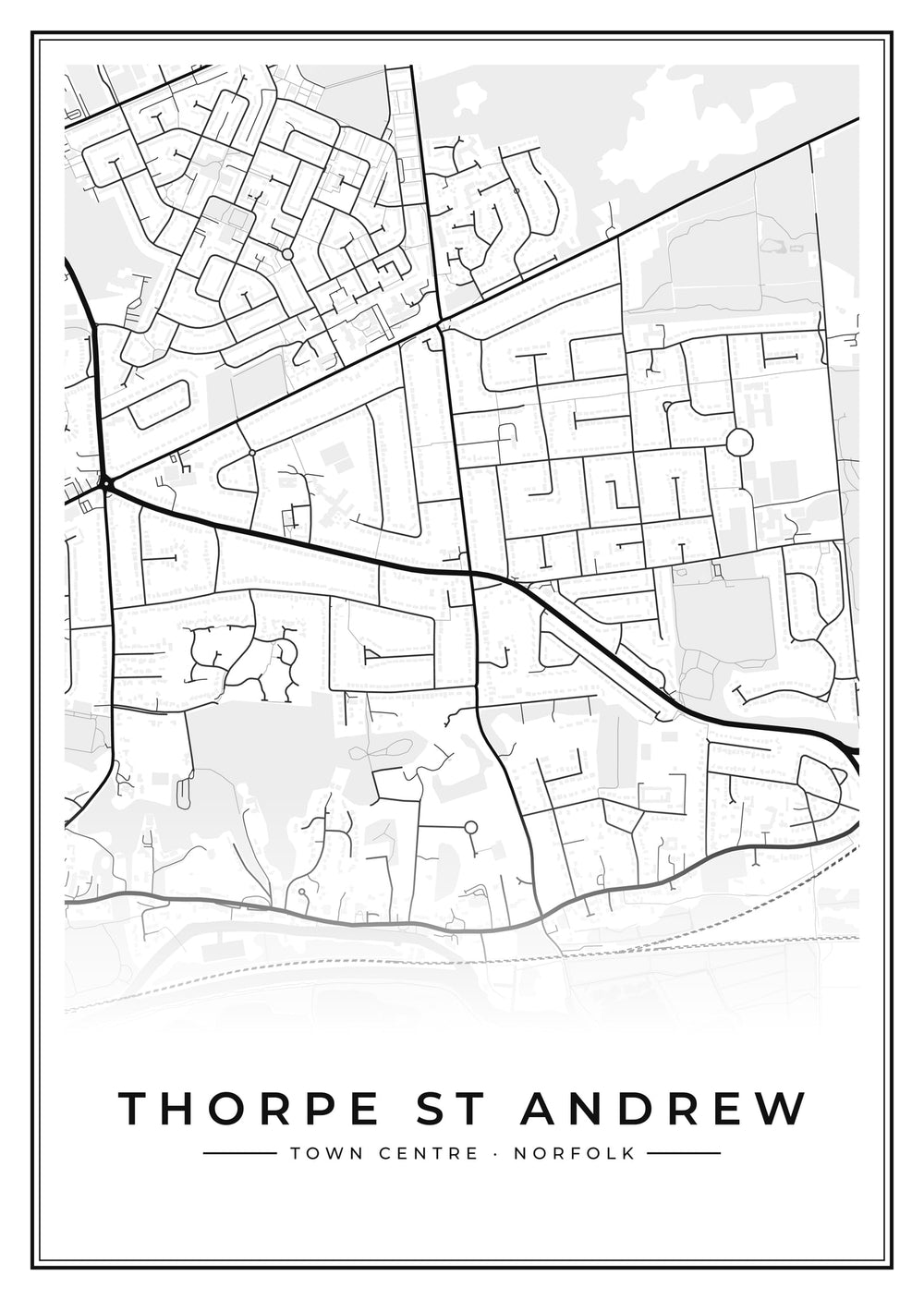 Thorpe St Andrew Town Centre Street Map Poster