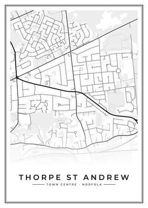 Thorpe St Andrew Town Centre Street Map Poster