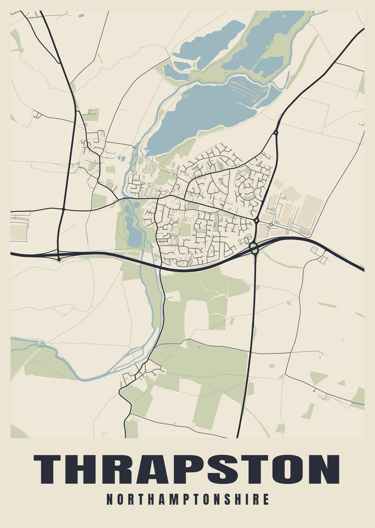 Thrapston Street Map Poster