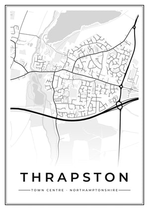 Thrapston Town Centre Street Map Poster