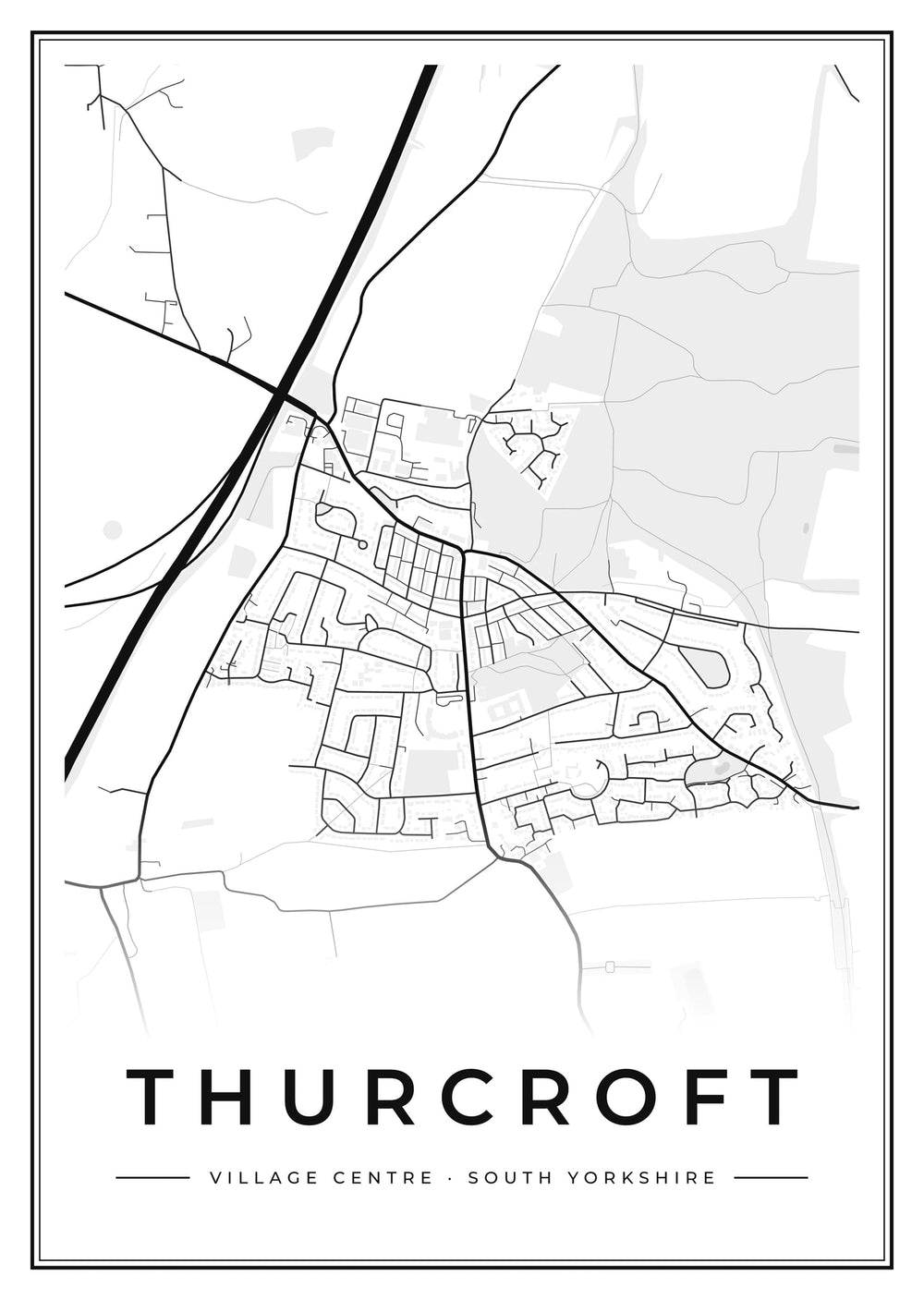 Thurcroft Village Centre Street Map Poster
