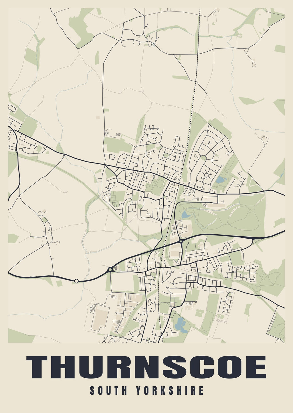 Street map poster of Thurnscoe, South Yorkshire