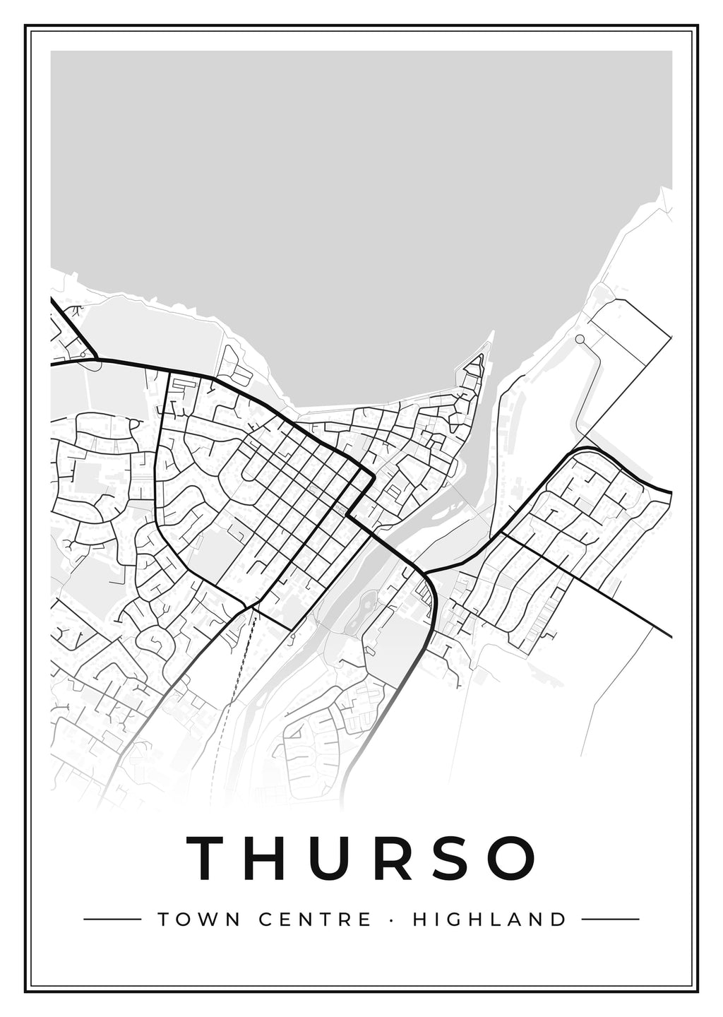 Street map poster of Thurso town centre, Highland