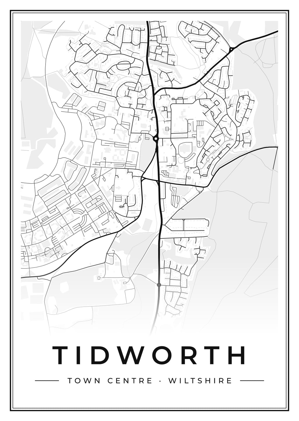 Street map poster of Tidworth town centre, Wiltshire