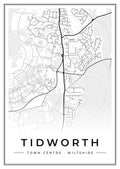 Street map poster of Tidworth town centre, Wiltshire