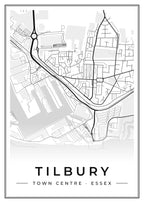 Street map poster of Tilbury town centre, Essex