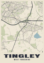Street map poster of Tingley, West Yorkshire