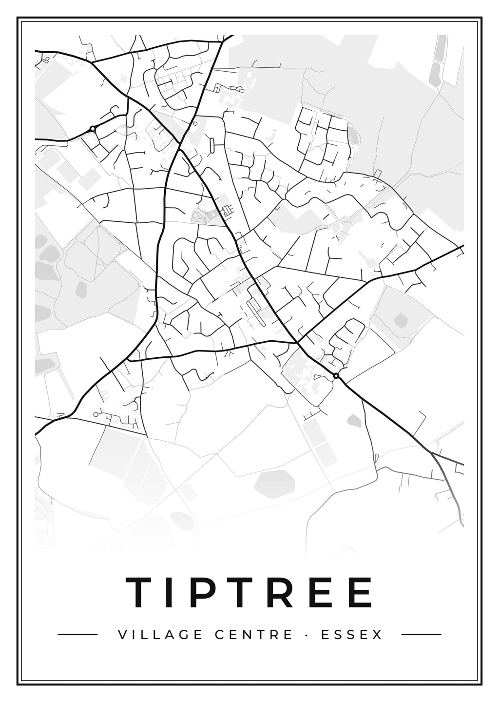 Street map poster of Tiptree village centre, Essex