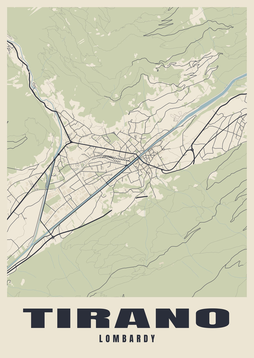 Street map poster of Tirano, Lombardy
