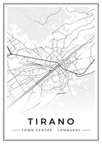Street map poster of Tirano town centre, Lombardy