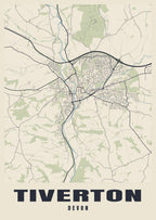Street map poster of Tiverton, Devon