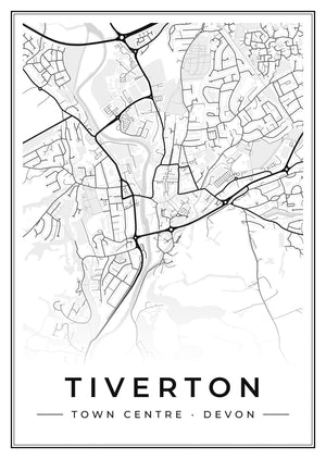 Tiverton Town Centre Street Map Poster