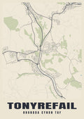 Street map poster of Tonyrefail, Rhondda Cynon Taf