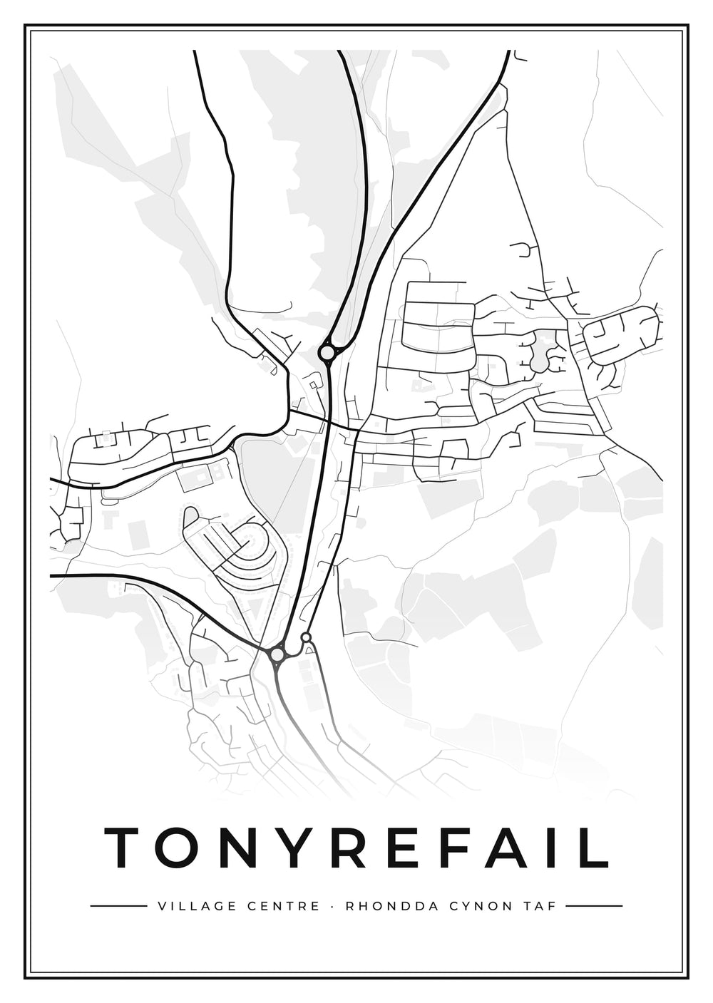 Tonyrefail Village Centre Street Map Poster