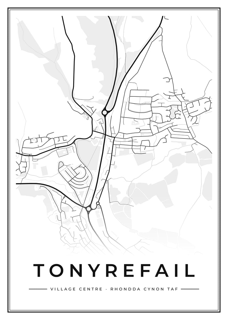 Tonyrefail Village Centre Street Map Poster