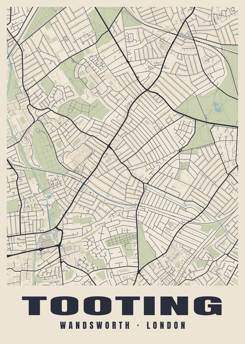 Tooting Heritage Street Map Poster