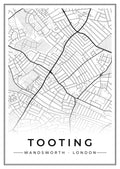 Street map poster of Tooting, Wandsworth, London