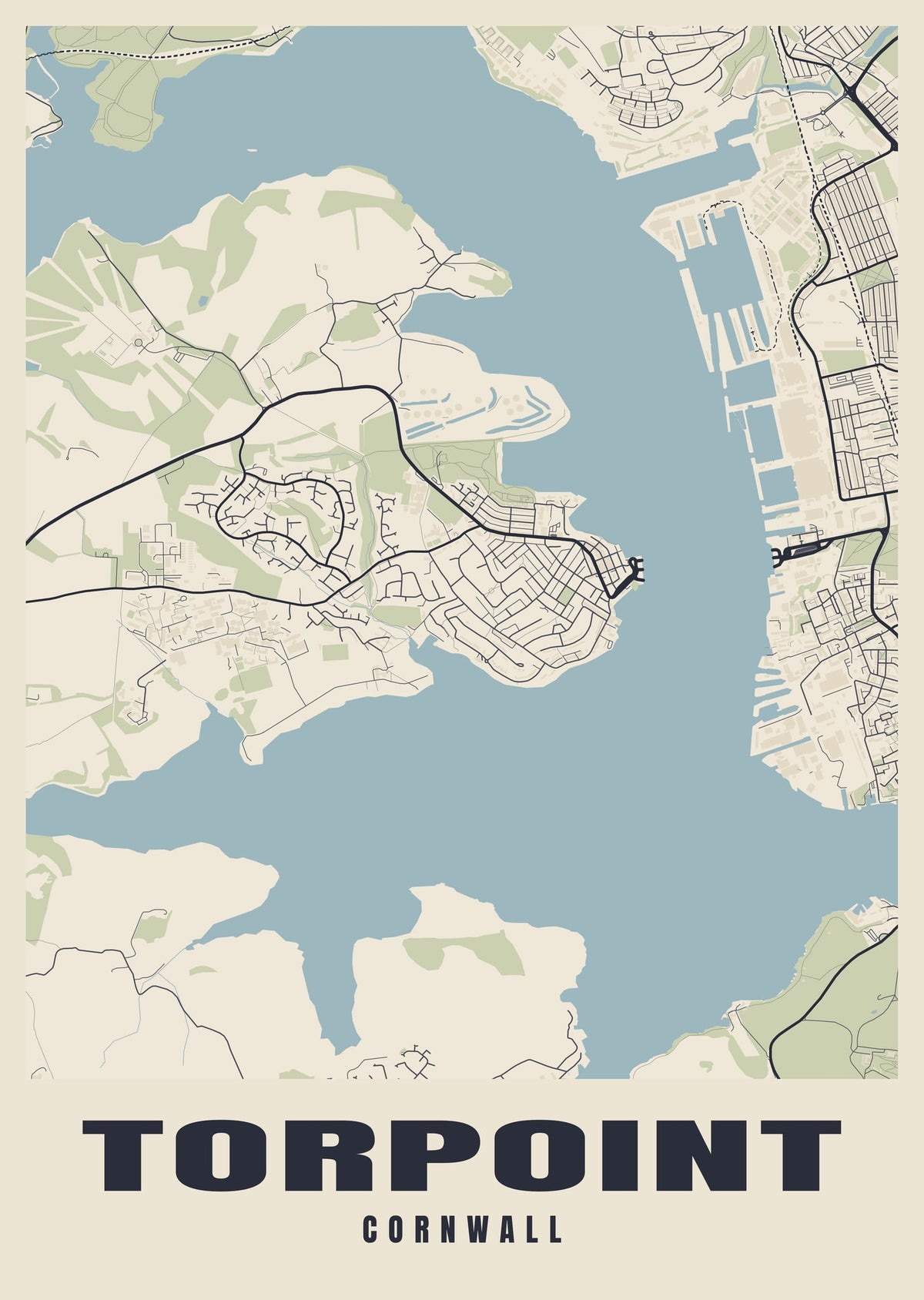 Street map poster of Torpoint, Cornwall