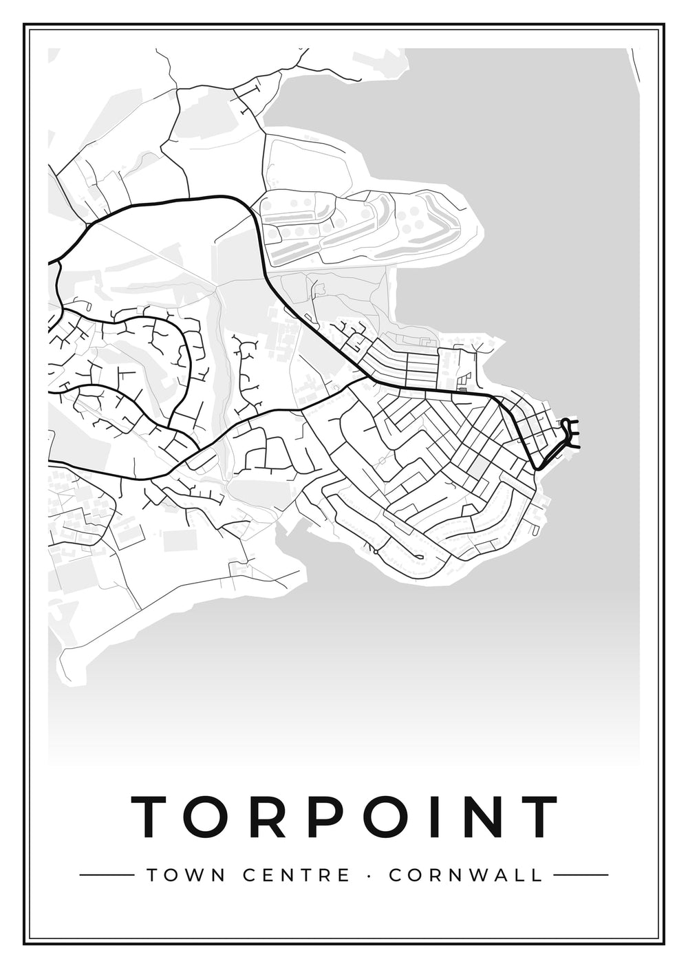 Torpoint Town Centre Street Map Poster