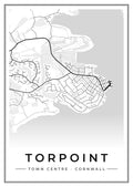 Street map poster of Torpoint town centre, Cornwall