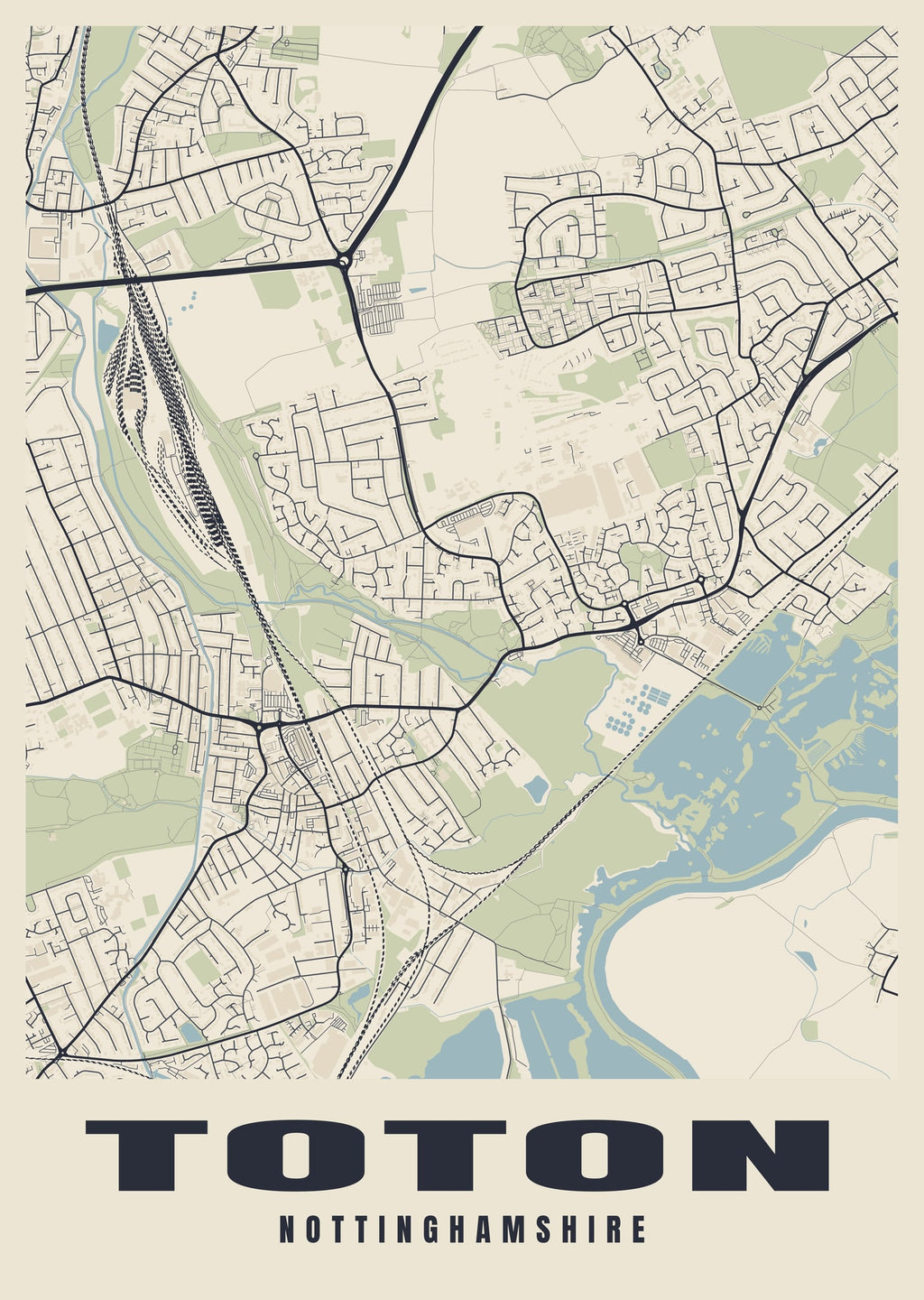 Street map poster of Toton, Nottinghamshire