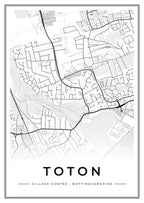 Street map poster of Toton village centre, Nottinghamshire