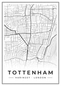 Street map poster of Tottenham, Haringey, London