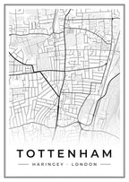 Street map poster of Tottenham, Haringey, London