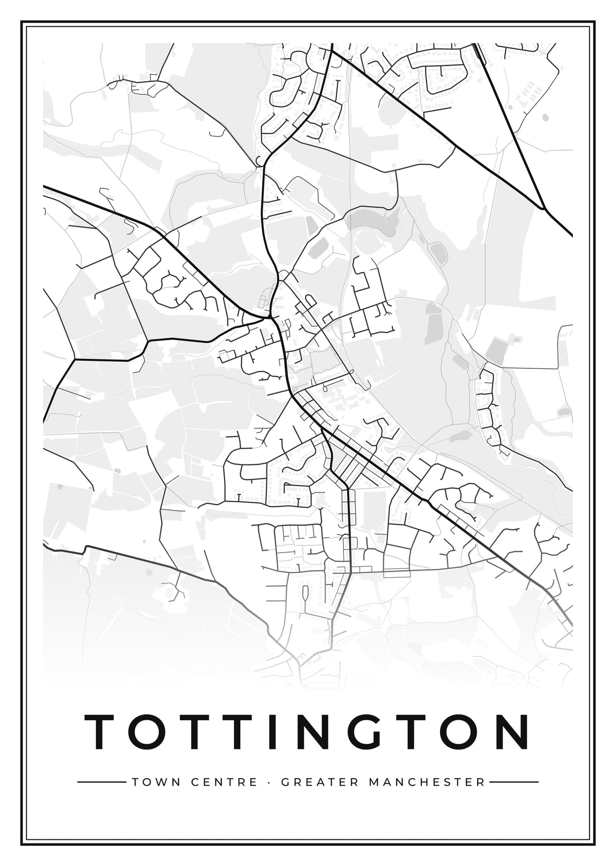 Street map poster of Tottington town centre, Greater Manchester