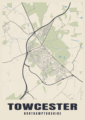 Towcester Street Map Poster