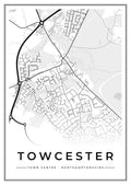 Street map poster of Towcester town centre, Northamptonshire