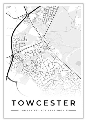 Towcester Town Centre Street Map Poster