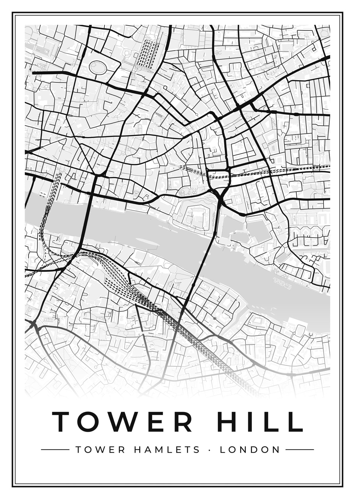 Street map poster of Tower Hill, Tower Hamlets, London