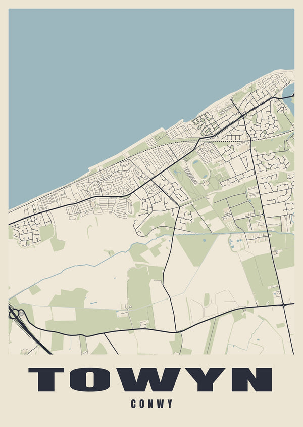 Towyn Street Map Poster