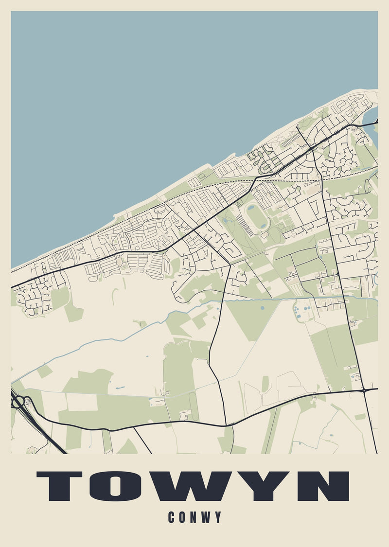 Towyn Street Map Poster