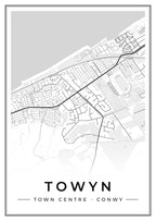 Street map poster of Towyn town centre, Conwy